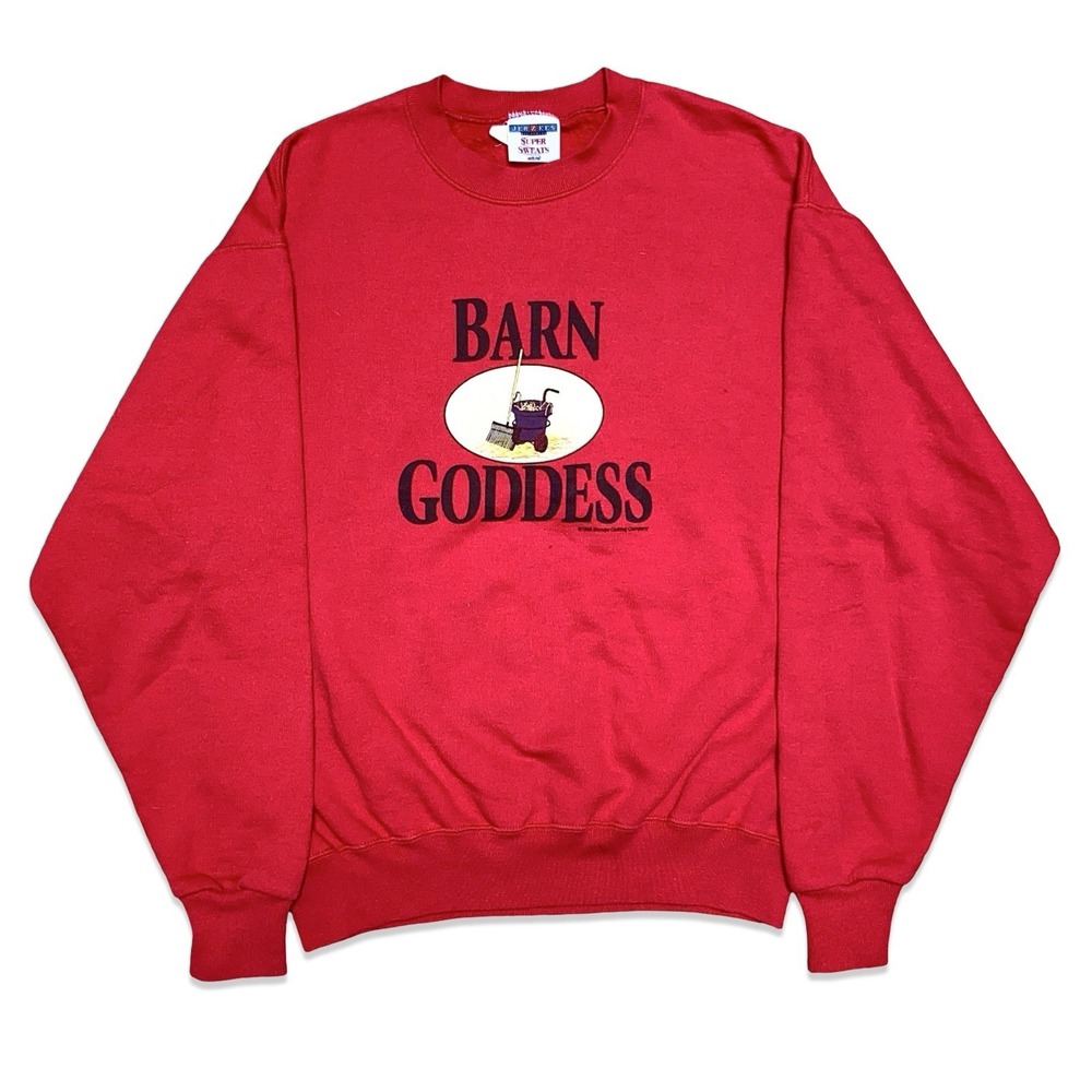 Vintage 1991 Barn Goddess Sweatshirt Jerzees Stirrup Clothing Red Crewneck M